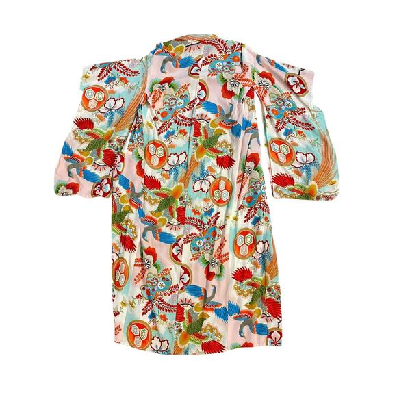 Vintage Japanese Kimono Womens S/M Silk Phoenix Floral Bird Robe Wedding 70s‎ - Picture 2 of 8